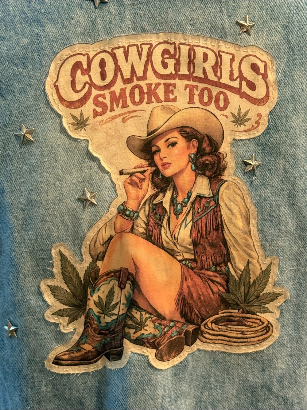Cowgirls Smoke Too Denim Vest - Light Blue - Picture 2 of 6